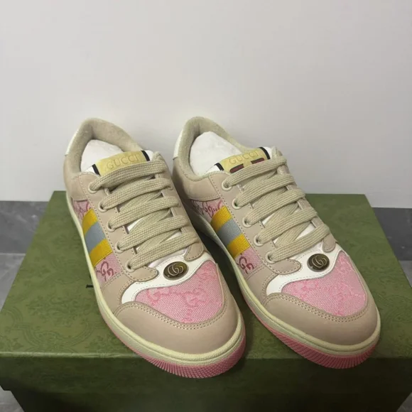 Gucci Women's Sneakers in Pink, Yellow, and Cream - Picture 4 of 7